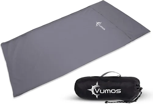 Vista 8 de Forro para saco de dormir y sábana de campamento, material similar a la seda para viajes, tiene cremallera de longitud completa