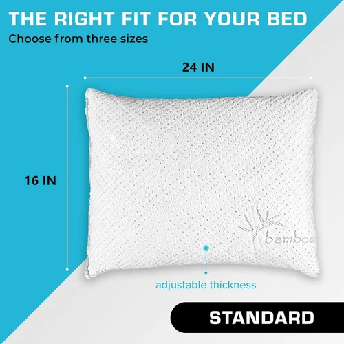 Vista 2 de Xtreme Comforts Almohadas de cama para dormir (paquete de 2) Almohadas ajustables de espuma viscoelástica triturada con funda de enfriamiento