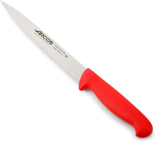 Vista 8 de Arcos Cuchillo de filete de acero inoxidable nitrum de 8 pulgadas y hoja de 7.874 in. Cuchillo afilado para filetear carne y pescado. Mango Amarillo