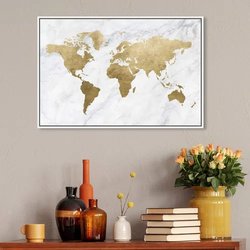 Vista 5 de The Oliver Gal Artist Co Mapamundi - Lienzo enmarcado para pared diseño de mapamundi
