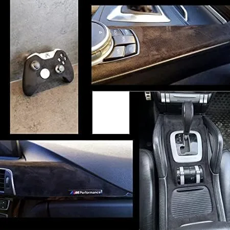 Vista 3 de Y.A. LOTUS Tela de microfibra con aspecto de gamuza autoadhesiva, tela de película elástica perfecta para decorar el interior del automóvil, 7.87 x