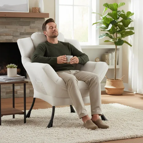 Vista 243 de Welnow Silla Lazy con otomana, moderna silla de descanso con reposabrazos y un bolsillo lateral, sillón para sofá de ocio, sillón de lectura