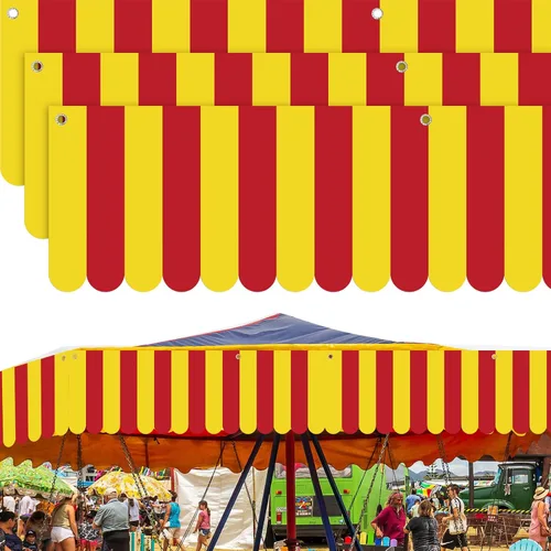 Vista 11 de Preboun 3 piezas de decoración de toldo de carnaval, tienda de campaña de circo, decoraciones colgantes de carnaval, pancarta de concesión, toldo