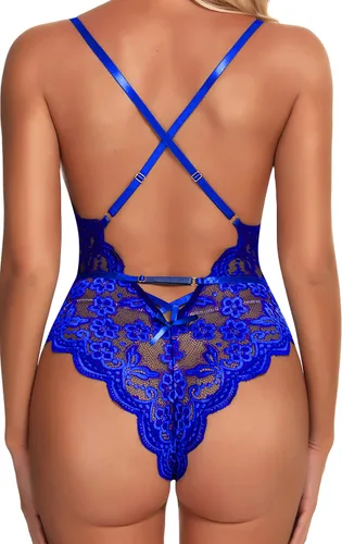 Vista 3 de KYLELOVE Lencería para mujer de encaje cruzado de una pieza S-XXL (4-22)