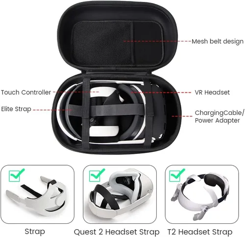 Vista 2 de Carrying Case and Silicone Cover Combo Set for Oculus Quest 2, Shoudler Bag Compatible with Various Head Strap