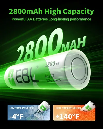Vista 6 de EBL 16-Pack AA 2800mAh Ready2Charge Batteries with 8-Bay USB Charger for AAAAA Independent Smart Charging