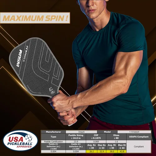 Vista 6 de [Usado] INSUM Pickleball Paddles, Carbon Fiber Pickleball Paddle with Power Polymer Core, USAPA Approved, Pro Pickleball Rackets for Ultimate Spin &