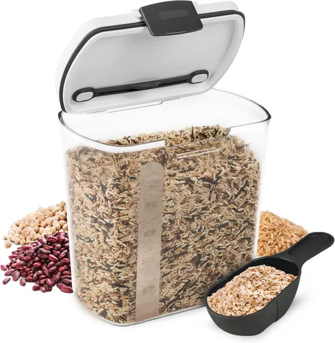 PrepWorks PKS-120 - Contenedor de plástico ProKeeper de almacenamiento de grano de 2.5 cuartos de galón con tapa con bisagras, 1 pieza, transparente