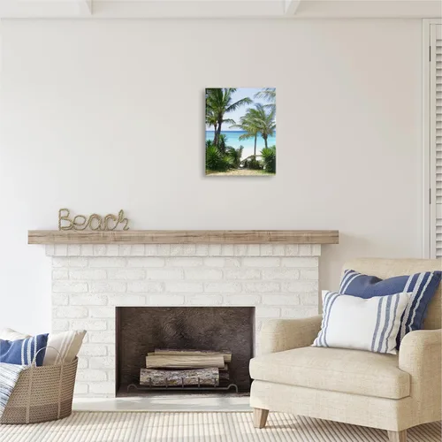 Vista 3 de Stupell Industries Lienzo decorativo para pared con palmeras cerca de la playa de Noah Bay
