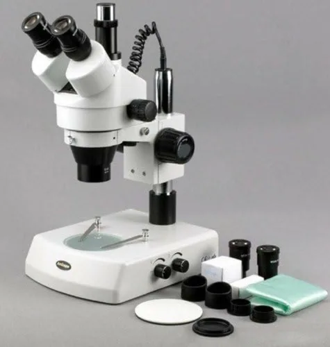 Vista 3 de Amscope Microscopio digital profesional de zoom estéreo trinocular SM-2TZ-M con ocular WH10x, aumento de 3.5X-90X, objetivo de zoom 0.7X-4.5X