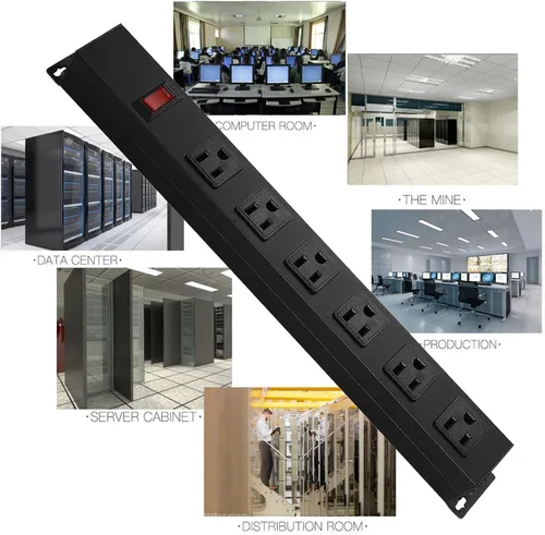 Vista 6 de Regleta de alimentación de metal para montaje en pared, toma de corriente montable con 6 salidas de CA, toma de corriente de aleación de aluminio