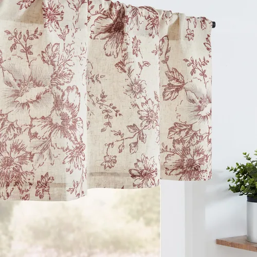 Vista 22 de jinchan - Cenefa de lino con borde de encaje, cenefa rústica de estilo granja para ventana de 16 pulgadas, tratamiento para ventana pequeña