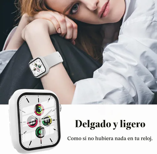 Vista 4 de Juego de 3 fundas compatibles con Apple Watch SE 3 Series 6/5/4 de 44 mm con protector de pantalla de vidrio templado, EWUONU cubierta protectora