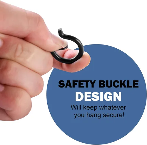 Vista 2 de ADIIL 30 ganchos Q con hebilla de seguridad, ganchos de tornillo resistentes al viento para colgar luces de cadena al aire libre, plantas, luces