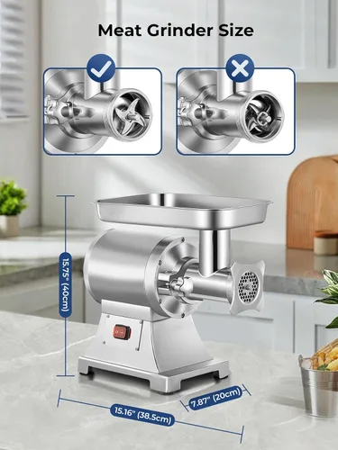 Vista 7 de Picadora de carne comercial, picadora de carne eléctrica 1100W resistente
