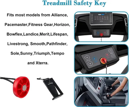 Vista 5 de Llave de seguridad magnética universal compatible con todas las cintas de correr NordicTrack, Proform, Image, Weslo, Reebok, Epic, Golds Gym Negro