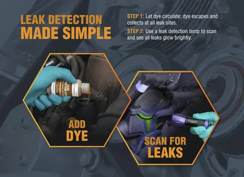 Vista 4 de LF2008 Tinte de detección de fugas de fluidos a base de aceite para automoción, sirve para aceite de auto, combustible, ATF, dirección asistida