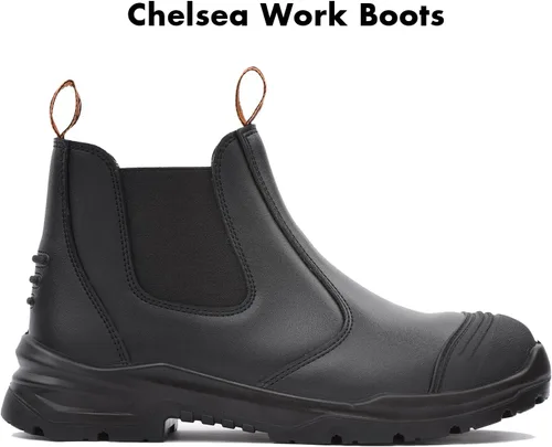 Vista 2 de Work Boots for Men, Slip On Safety Boots, Steel Toe Cap Waterproof Safety Work Shoes