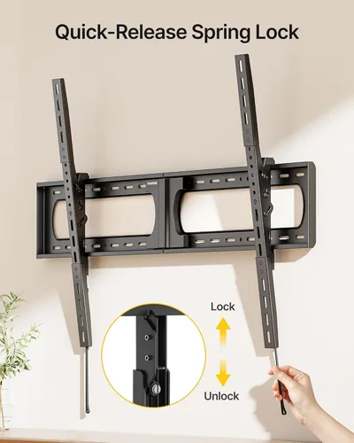 Vista 6 de monTEK Soporte de pared de TV inclinable resistente para televisores planos y curvos extra grandes de 37-140 pulgadas de hasta 300 libras, 4 pruebas