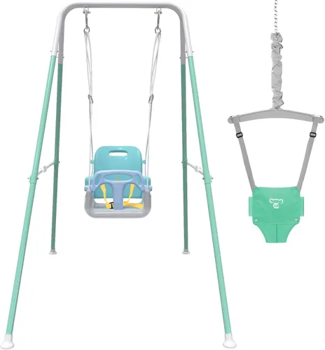 Taleco Gear 2 en 1 columpio para niños pequeños y jersey para bebé, columpio para bebé plegable para uso en interiores y exteriores, fácil de