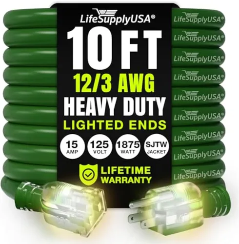 Vista 56 de Cable de extensión de 3 pies para interiores y exteriores 10/3 calibre Ultra resistente de 3 puntas SJTW, impermeable, cable de alimentación