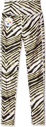 Vista 23 de Zubaz - Leggings con estampado de cebra para mujer con licencia oficial de la NFL, color del