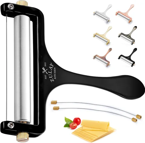 Vista 10 de Zulay Kitchen Cortador de queso de alambre de acero inoxidable - Cortador de queso manual ajustable con 2 cables extra - Afilador de queso premium