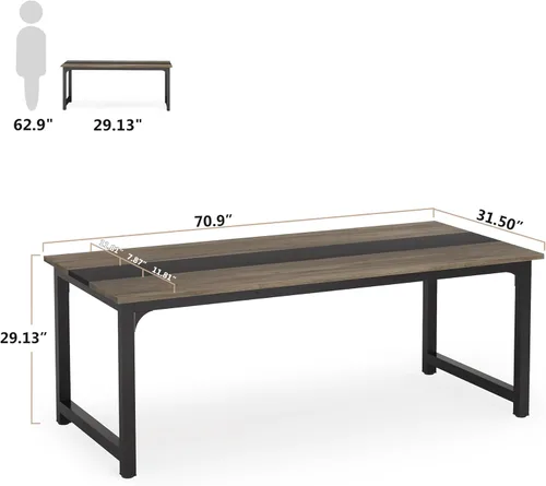 Vista 87 de Tribesigns - Escritorio moderno para computadora, 70.8 x 35.4 pulgadas, escritorio ejecutivo grande de oficina, mesa de estudio, estación de trabajo