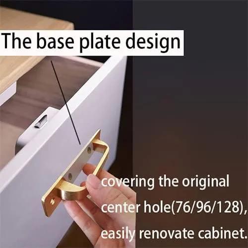 Vista 3 de Westablize 2 Pack 5 Pulgadas 128 mm Manijas de Gabinete Cuadradas de Oro Champán Cepillado con Placa Base, Tiradores de Gabinete de Aluminio