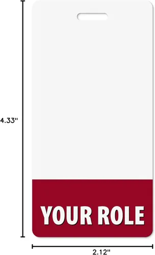 Vista 2 de Personalizado Badge Buddy – en color burdeos – Vertical – Tarjeta de respaldo de doble cara – Duradera y resistente al agua, ideal para profesores