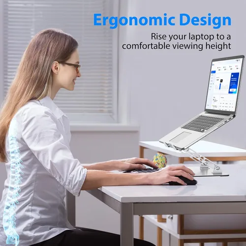 Vista 2 de Soporte para laptop para escritorio, soporte elevador ajustable Plateado