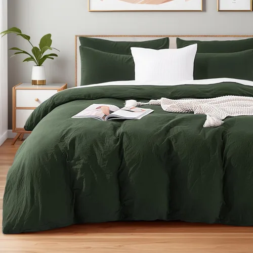 Vista 55 de NEXHOME PRO Funda de edredón Twin XL 100% algodón lavado, transpirable, duradera, texturizada, similar al lino, juego de ropa de cama para el hogar