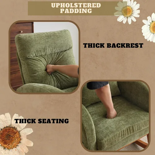 Vista 11 de VINGLI Teddy - Mecedora de forro polar para asiento bajo, silla tapizada para cuarto de bebé, con bolsillos laterales, sillón decorativo