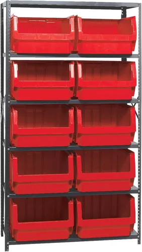 Vista 438 de Quantum QSBU-245BK Heavy Duty Shelving Unit with (7) Shelves and (24) QUS245 Black Bins for Garage Warehouse Storage Distribution 400 lb Load