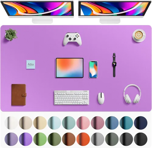 Vista 228 de Aothia Protector de Escritorio de Cuero, Alfombrilla para Ratón, Alfombrilla de Escritorio de Oficina, Secante de Escritorio de Cuero PU