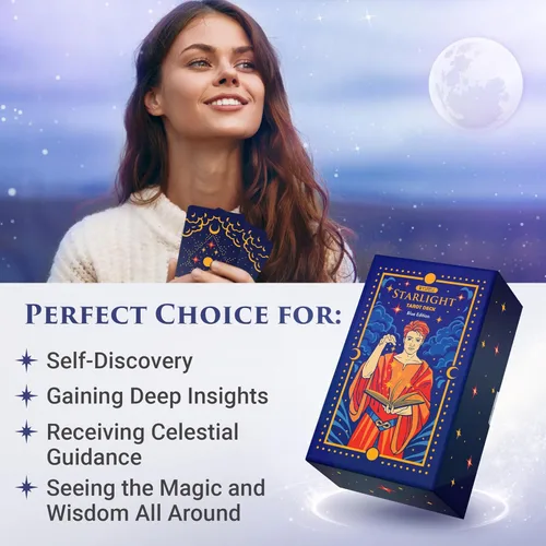 Vista 6 de Wyspell Cartas de Tarot: Mazo de Tarot Starlight con Libro Guía - Mazo de Cartas de Tarot Único para Principiantes - Cartas Modernas de Adivinación
