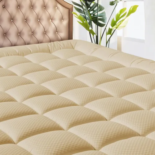 Vista 12 de MATBEBY Cubrecolchón Tamaño King - Cubrecolchón Transpirable y Refrescante, Protector de Colchón Acolchado y Ajustable, Funda de Colchón Tipo Pillow