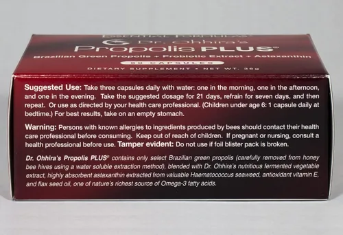 Vista 3 de Dr. Ohhira's Propolis Plus 60 cápsulas con propóleo verde brasileño, extracto probiótico y astaxantina