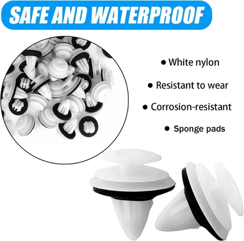 Vista 4 de BESULEN Juego de 50 clips de montaje para automóvil, universal para panel de puerta, parachoques y moldura de plástico, soporte de montaje delantero