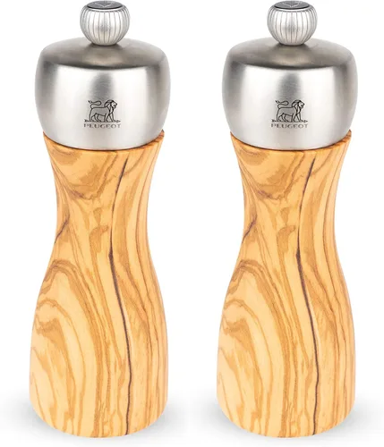 Peugeot Fidji Classic - Molinillo de sal y pimienta (6 pulgadas), madera de olivo