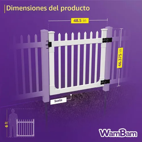 Vista 7 de WamBam Westport - Puerta de privacidad, vinilo blanco, kit de bricolaje sin excavación Privacidad de 4 pies de alto x 4 pies de ancho