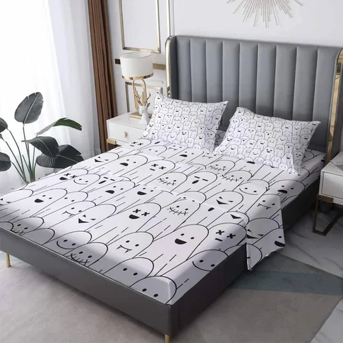 Generic Juego de sábanas y fundas de almohada estampadas de 3 piezas para niños y niñas, tamaño individual, sábana bajera ajustable de microfibra