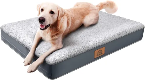 Vista 13 de Cama ortopédica para perros grandes - Gran cama impermeable para jaula de perro con funda extraíble y lavable, soporte de espuma tipo caja de Azul