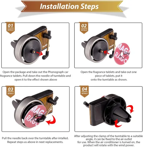 Vista 6 de 14 piezas ambientador de coche, tocadiscos para coche, difusores de fragancia de aire, clips retro incluidos, 2 clips de ventilación