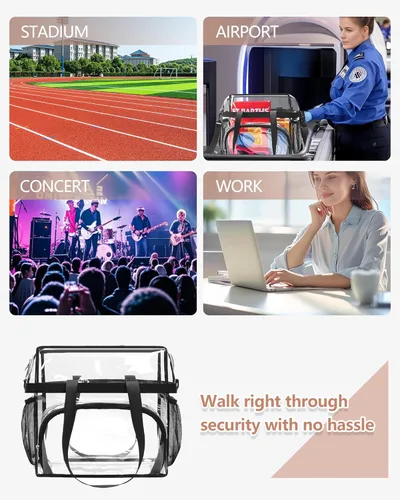Vista 6 de Lyingflat Clear Bag for Stadium Events Clear Tote Bag with Removable Strap Transparent Bag for Sporting Concert Work