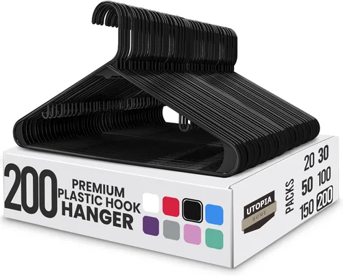 Vista 14 de Perchas de plástico Utopia Home, paquete de 50 - Percha para ropa con ganchos - Duradera y ahorradora de espacio (Agua)