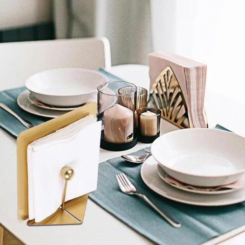 Vista 6 de MAGICLULU Golden Stainless Steel Napkin Holder Large with Weighted Arm for Dining Table and Restaurant Use, Rustic Table Napkin Dispenser Suitable