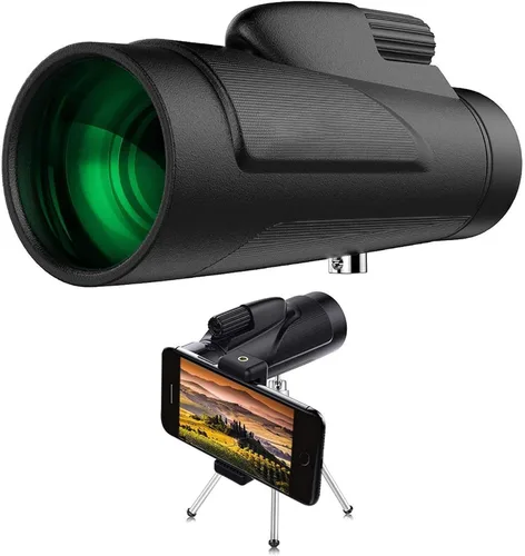 Telescopio monocular de 12 x 50 de alta potencia BAK4 Prism FMC Coating Smartphone Adaptador de montaje de trípode, perfecto para observación de