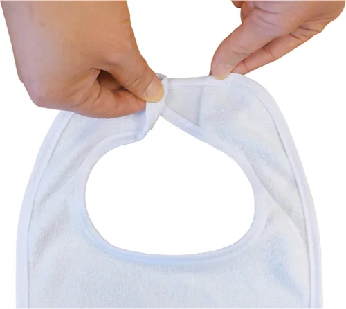 Vista 6 de Neat Solutions - Baberos de tela de rizo de punto de 2 capas de color liso, color blanco, paquete de 20