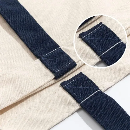 Vista 3 de Azuca Bolsa de lona de algodón resistente de 12 onzas con refuerzo inferior, bolsa de compras para la playa, 17 x 14 x 4 pulgadas, paquete de 6